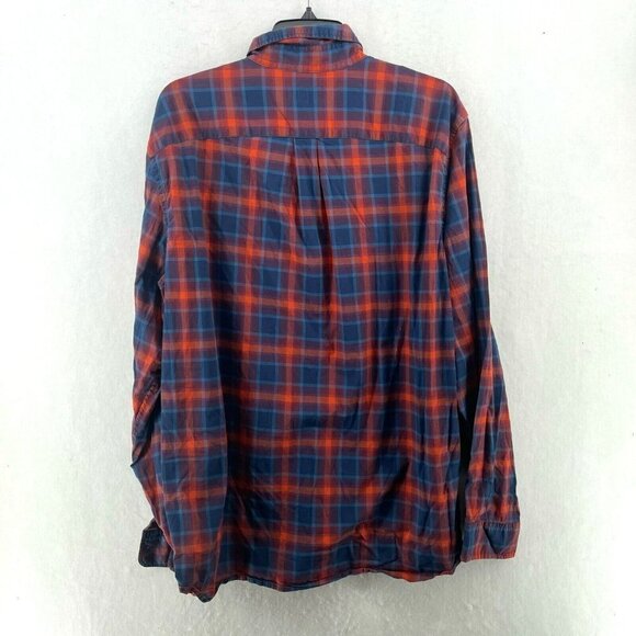 Gap Button-Up Shirt Men's Sz XL  Blue Red Plaid Standard Fit Stretch Long Sleeve - Picture 2 of 10